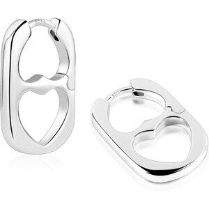 925 Sterling Silver Heart Rectangle Hoops - Hypoallergenic Fashion Earrings